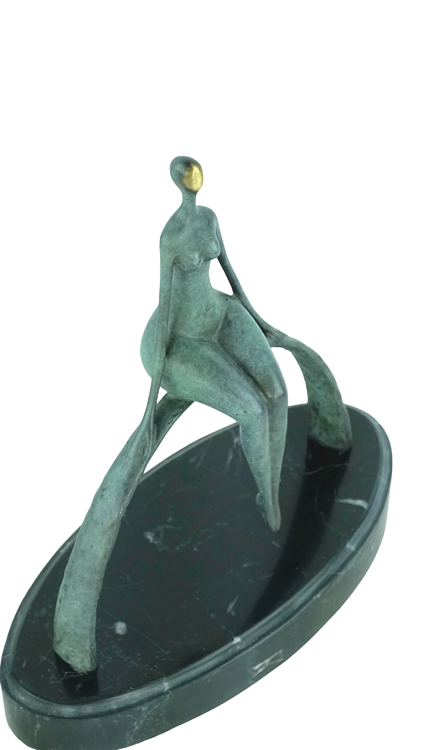Bronzefigur NANCY auf Steinsockel, 23 cm