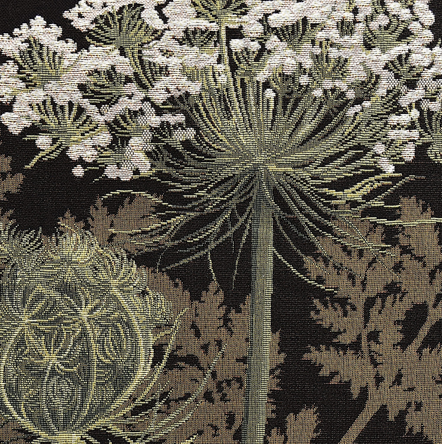 Gobelinkissenhülle Art de Lys WILDE MÖHRE schwarz, weiße Blüte schmal 38 x 48 cm