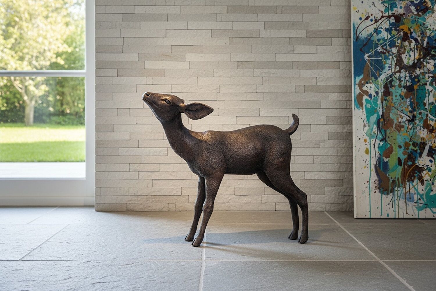 Bronzefigur Rehkitz BAMBI, 79 cm